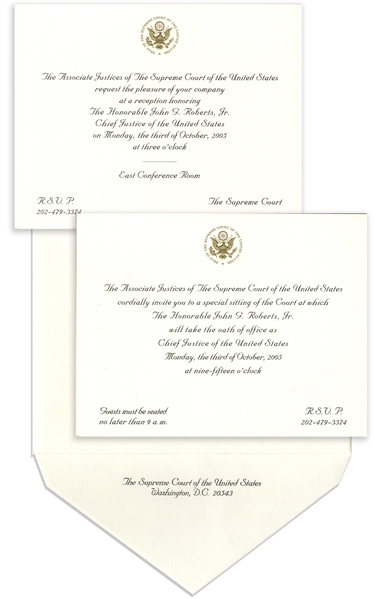 Invitations to the Investiture Ceremony and Reception of Supreme Court Chief Justice John Roberts